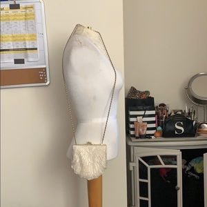 Beaded cream shell purse